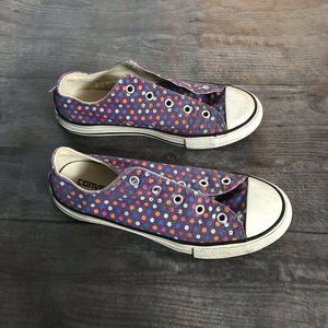 Girl's Converse Purple Polka Dot Sneakers 2.5Y